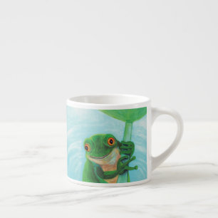 Taza De Espresso Rana verde bajo Lily Pad