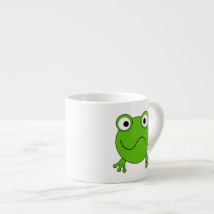 Taza De Espresso Rana verde. El parecer confundido