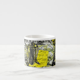 Taza De Espresso Rasguño del garabato de los pescados