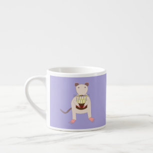 Taza De Espresso Rata siamesa con pastel de cumpleaños