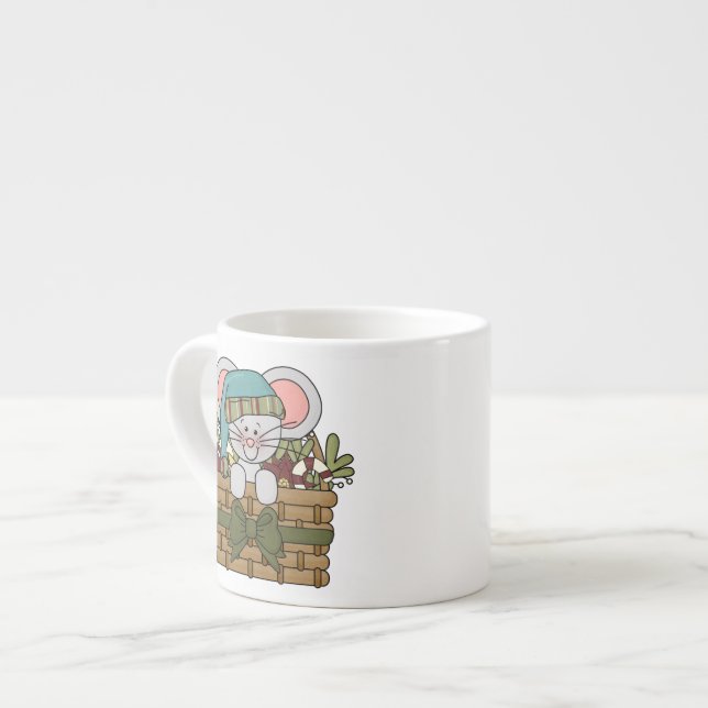 Taza De Espresso Ratón del navidad en cesta (Izquierda)