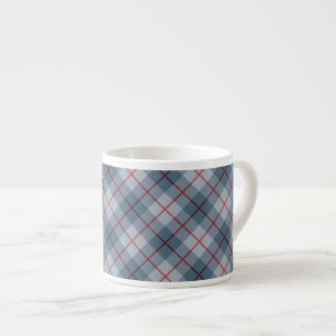 Taza De Espresso Raya Azul-Roja de la tela escocesa diagonal