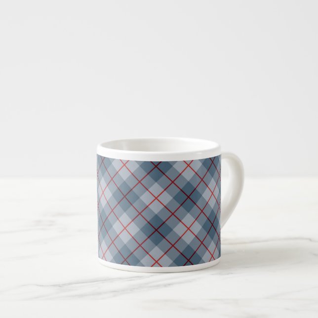 Taza De Espresso Raya Azul-Roja de la tela escocesa diagonal (Derecha)