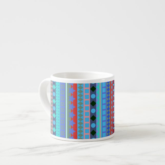 Taza De Espresso Rayas aztecas tribales coloridas del zigzag (Izquierda)