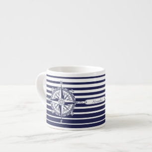 Taza De Espresso Rayas azules del rosa de compás