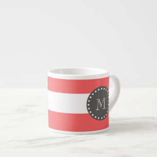 Taza De Espresso Rayas blancas coralinas modelo, monograma del