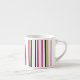 Taza De Espresso Rayas blancas rosas verdes modernas de moda