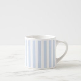 Taza De Espresso Rayas de caramelo azul pálido y blanco