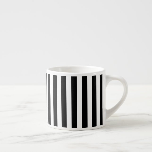 Taza De Espresso Rayas de caramelo blanco y negro (Derecha)