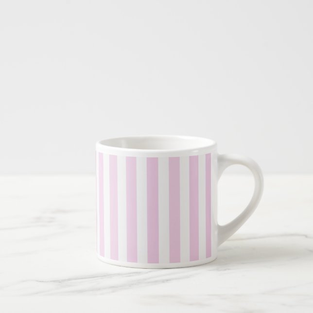 Taza De Espresso Rayas de caramelo rosa pálido y blanco (Derecha)