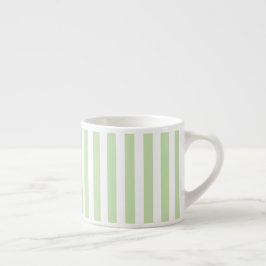 Taza De Espresso Rayas de caramelo verde claro y blanco