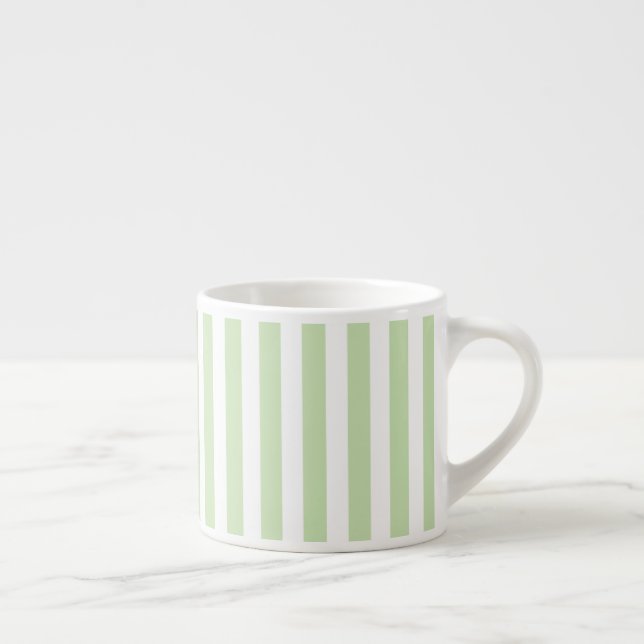 Taza De Espresso Rayas de caramelo verde claro y blanco (Derecha)