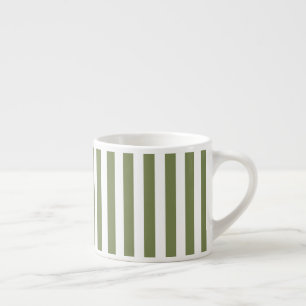 Taza De Espresso Rayas de caramelo verde oliva y blanco