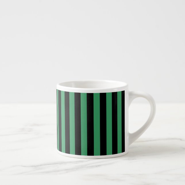Taza De Espresso Rayas de caramelo verde y negro (Derecha)