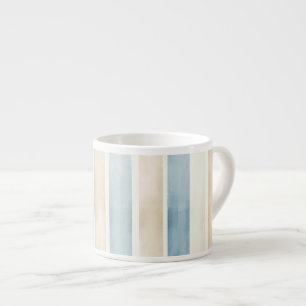 Taza De Espresso Rayas de Crema Azul de Playa
