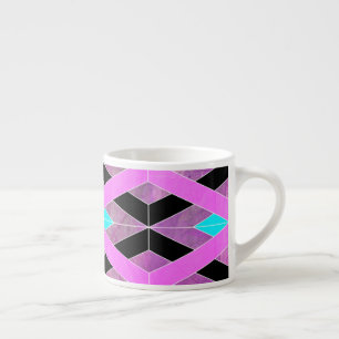 Taza De Espresso Rayas de cruce geométrico morado rosa y Aqua
