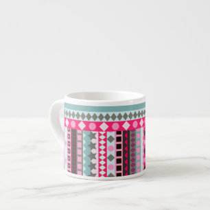 Taza De Espresso Rayas de la diversión del chica rosado y verde de