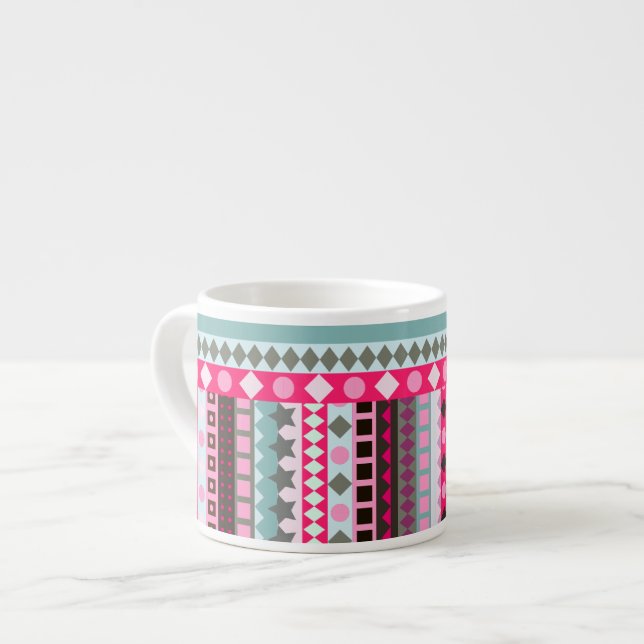 Taza De Espresso Rayas de la diversión del chica rosado y verde del (Izquierda)
