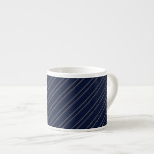 Taza De Espresso Rayas finas de azul marino marfil y oro