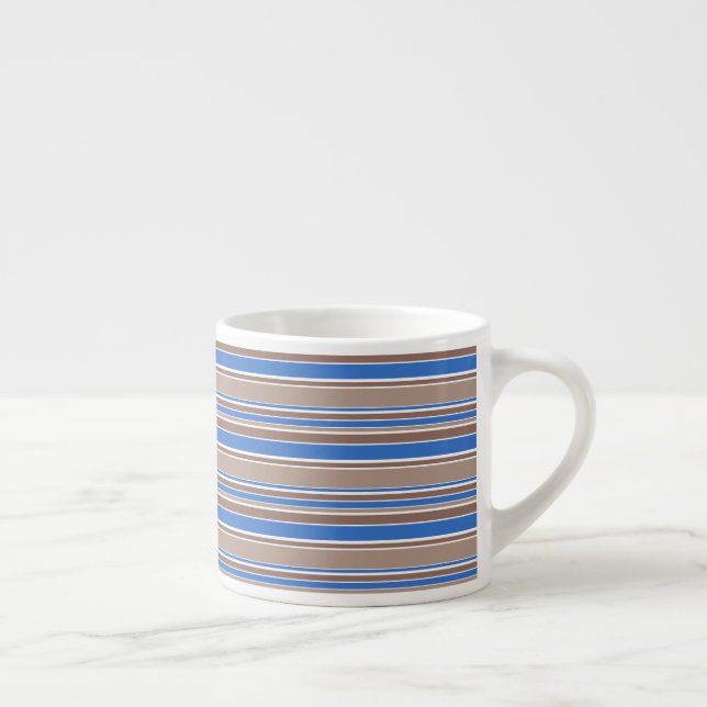 Taza De Espresso Rayas marrones y azules (Derecha)
