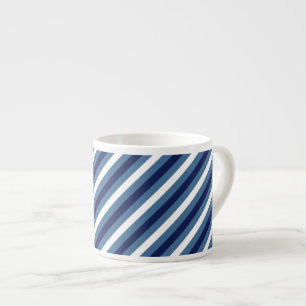Taza De Espresso Rayas Náuticas Azul Marino Azul Ahumado Blanco Cru