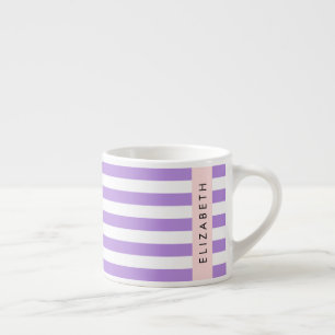 Taza De Espresso Rayas púrpuras, patrón rayado, líneas, nombre