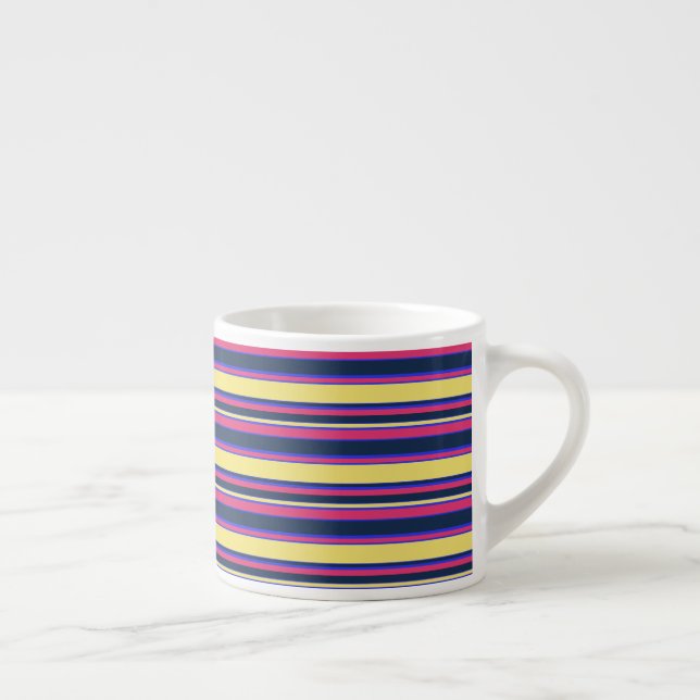 Taza De Espresso Rayas rosas, amarillas y azules (Derecha)