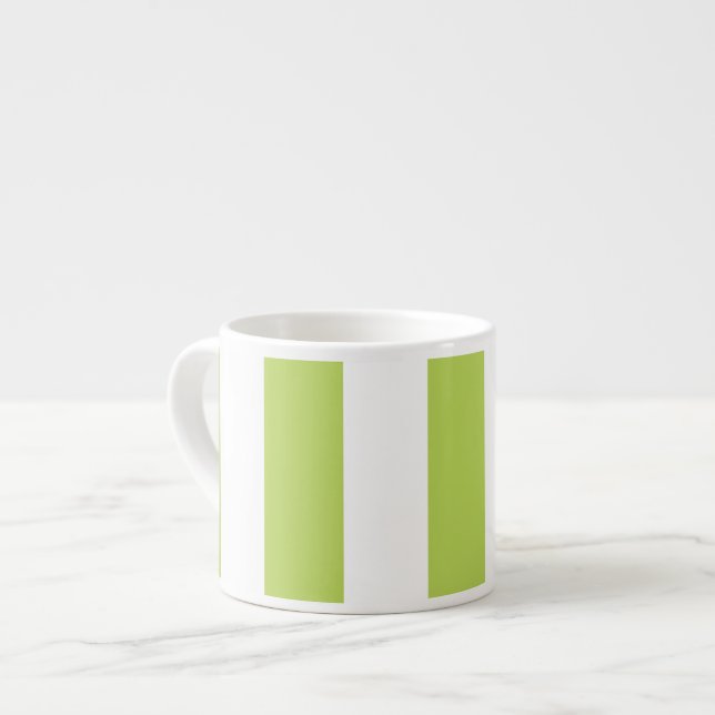 Taza De Espresso Rayas verdes, rayas blancas, patrón rayado (Izquierda)