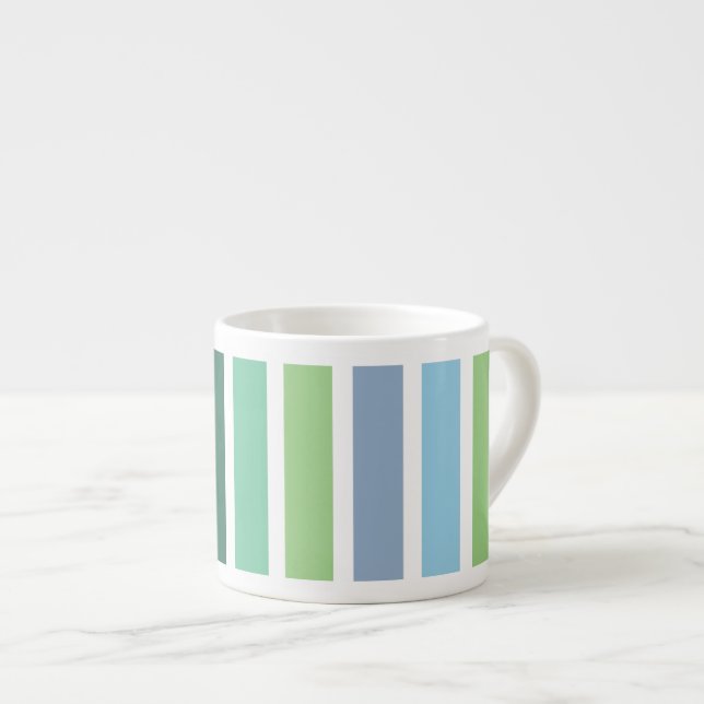 Taza De Espresso Rayas verdes y azules (Derecha)