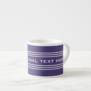 Taza De Espresso Rayas violetas Texto opcional Mugs Personalizados