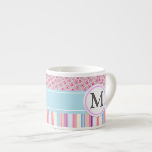 Taza De Espresso Rayas y modelo rosados