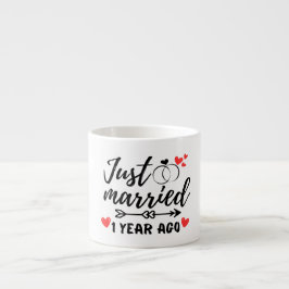 Taza De Espresso Recién casado hace un año, primer aniversario Boda