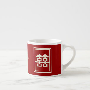 Taza De Espresso Rectángulo doble felicidad Boda chino clásico