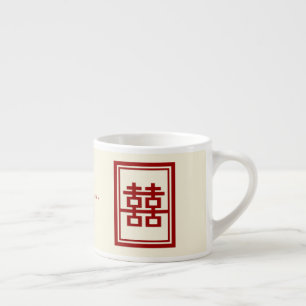 Taza De Espresso Rectángulo doble felicidad Boda chino clásico