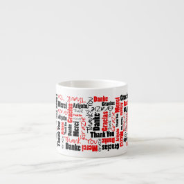 Taza De Espresso Red Black Multilingual Gracias Word Cloud
