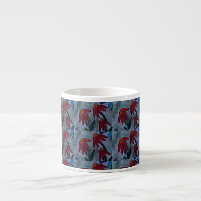 Taza De Espresso Red Daisies (Frente)