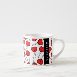 Taza De Espresso Red Lollipops, Heart Lollipops, Lolly, Your Name