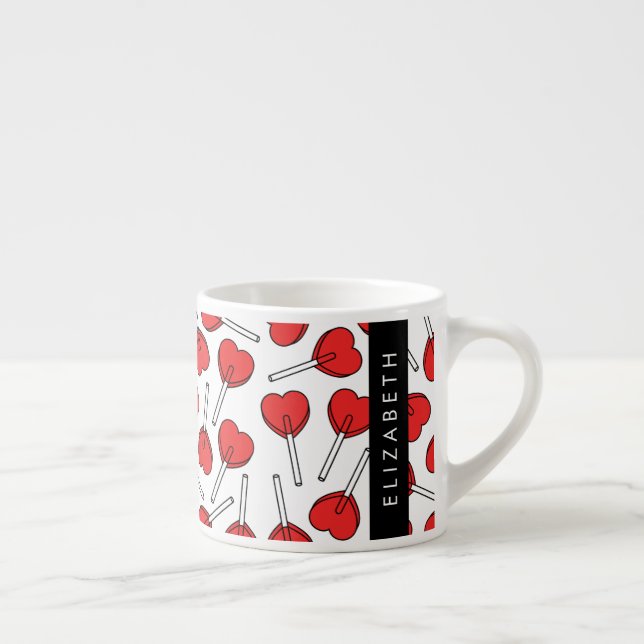 Taza De Espresso Red Lollipops, Heart Lollipops, Lolly, Your Name (Derecha)