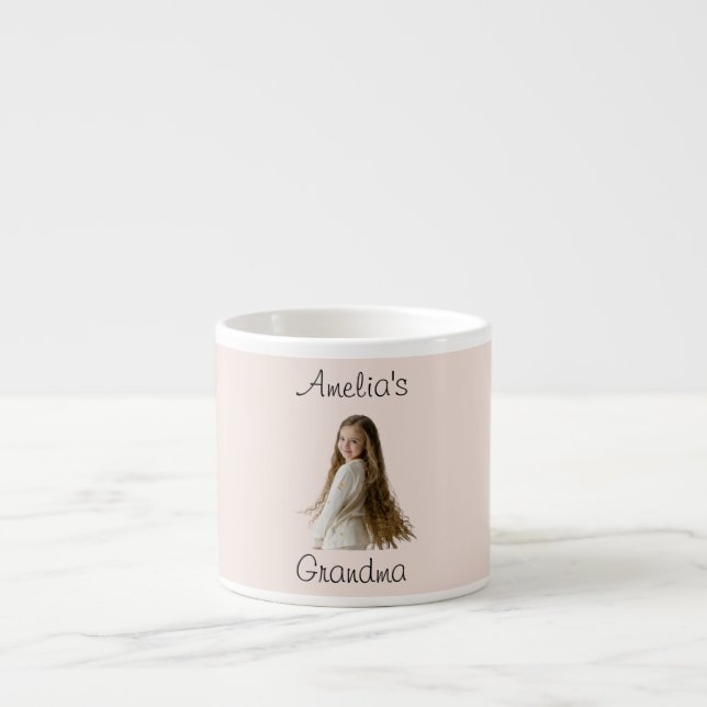 Taza De Espresso Regalo de la abuela - Nombre y foto del nieto - (Frente)