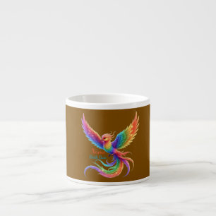 Taza De Espresso Regalo Personalizado de Fénix de Arcoíris con Nomb