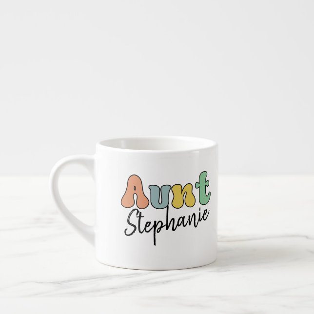 Taza De Espresso Regalo personalizado tía Retro | Tía Personalizada (Izquierda)