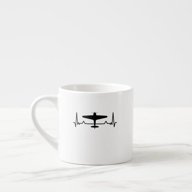 Taza De Espresso Regalos del avión de combate clásico WW2 Heartbeat (Izquierda)