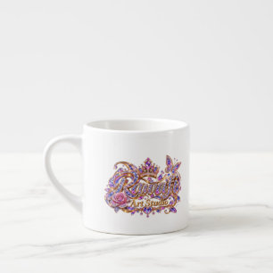 Taza De Espresso Reina de cristal rosa elegancia floral