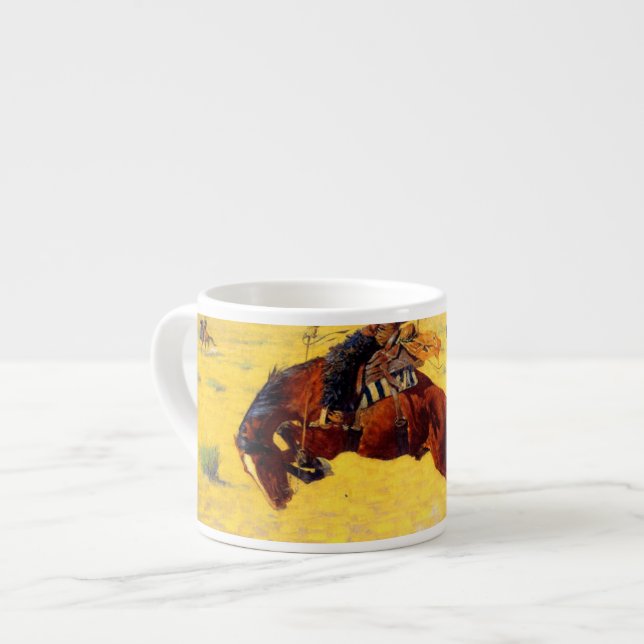 Taza De Espresso Remington Old West Horse y Cowboy (Izquierda)