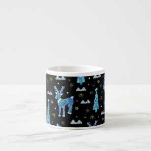 Taza De Espresso Renos, copos de nieve, patrón de Navidades