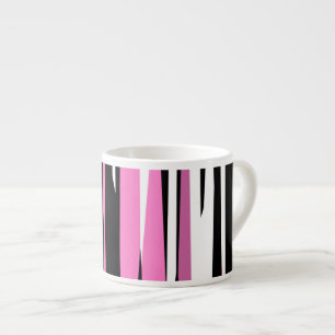 Taza De Espresso Resumen blanco y negro rosado