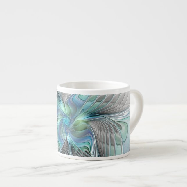 Taza De Espresso Resumen de mariposa azul verde azul Fantasía arte  (Derecha)