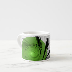Taza De Espresso Resumen en blanco y negro con arte fractal verde