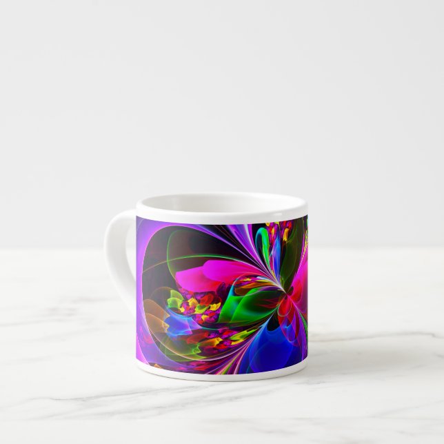 Taza De Espresso Resumen floral moderno Patrón azul rojo del arte # (Izquierda)
