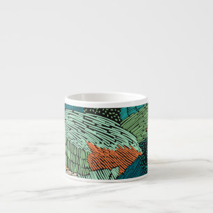 Taza De Espresso Resumen Grunge: Diseño De Patrones Sin Marea.
